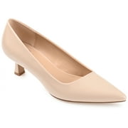 Journee Womens Celica Slip On Kitten Heel Pointed Toe Pumps, Widths Available
