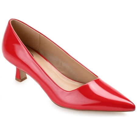 Journee Womens Celica Slip On Kitten Heel Pointed Toe Pumps, Widths Available