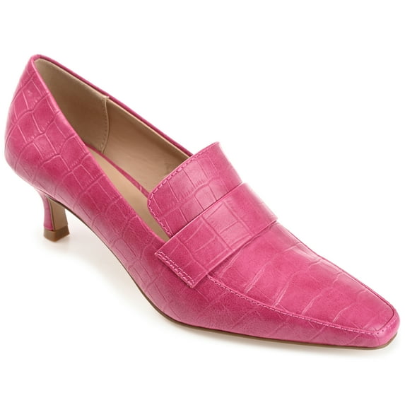 Journee Womens Celina Kitten Heel Loafer Square Toe Pumps, Widths Available