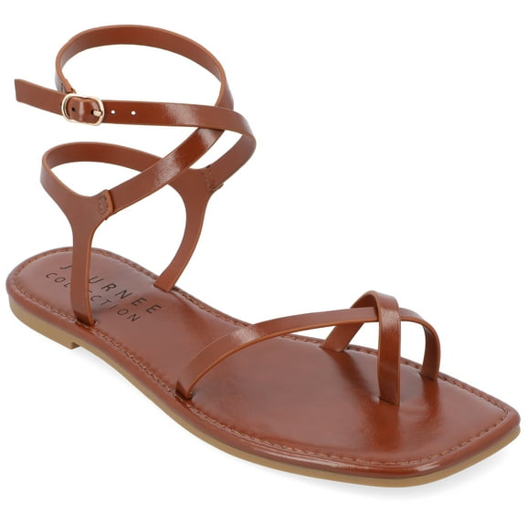 Journee Womens Charra Buckle Flat Sandals
