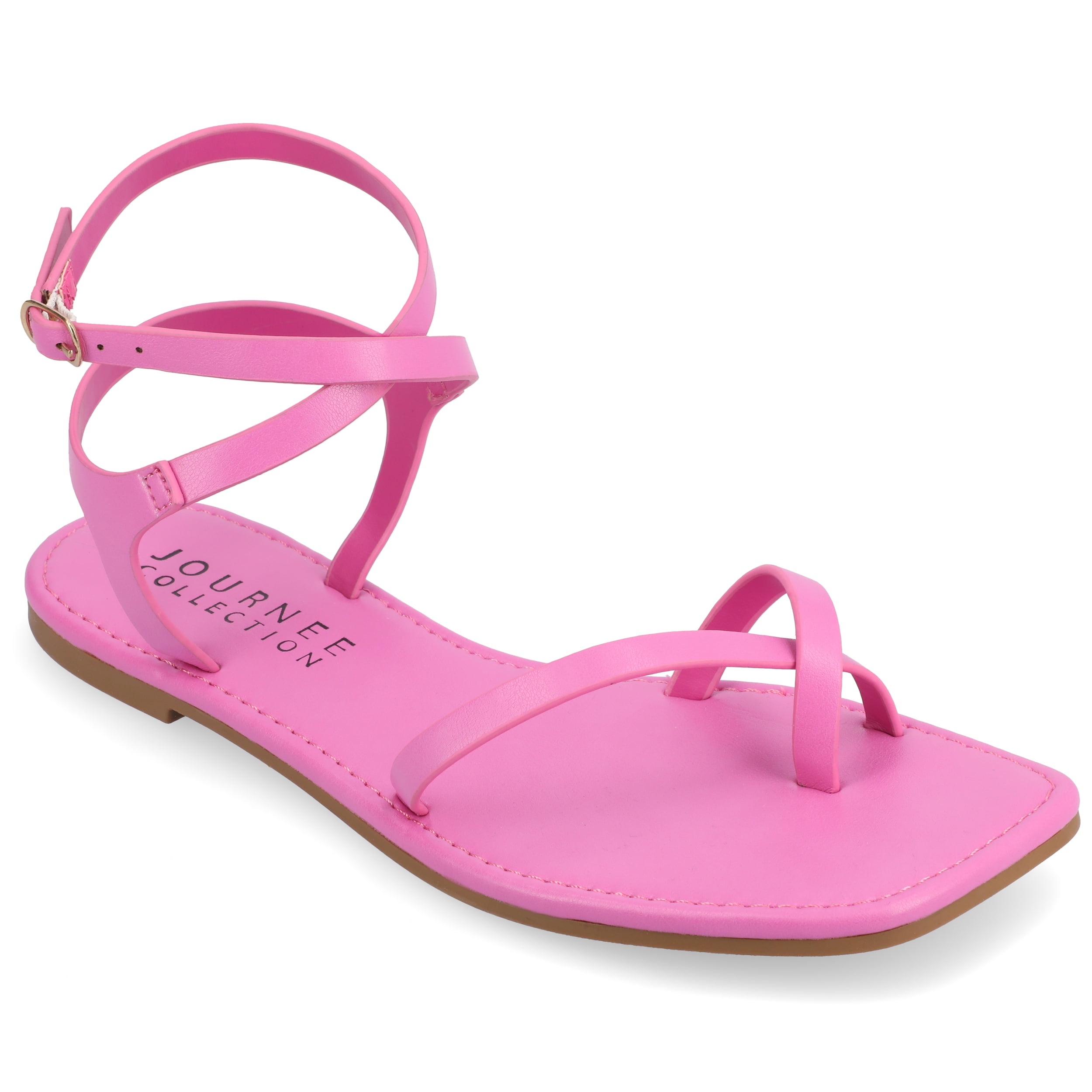Journee Womens Charra Buckle Flat Sandals