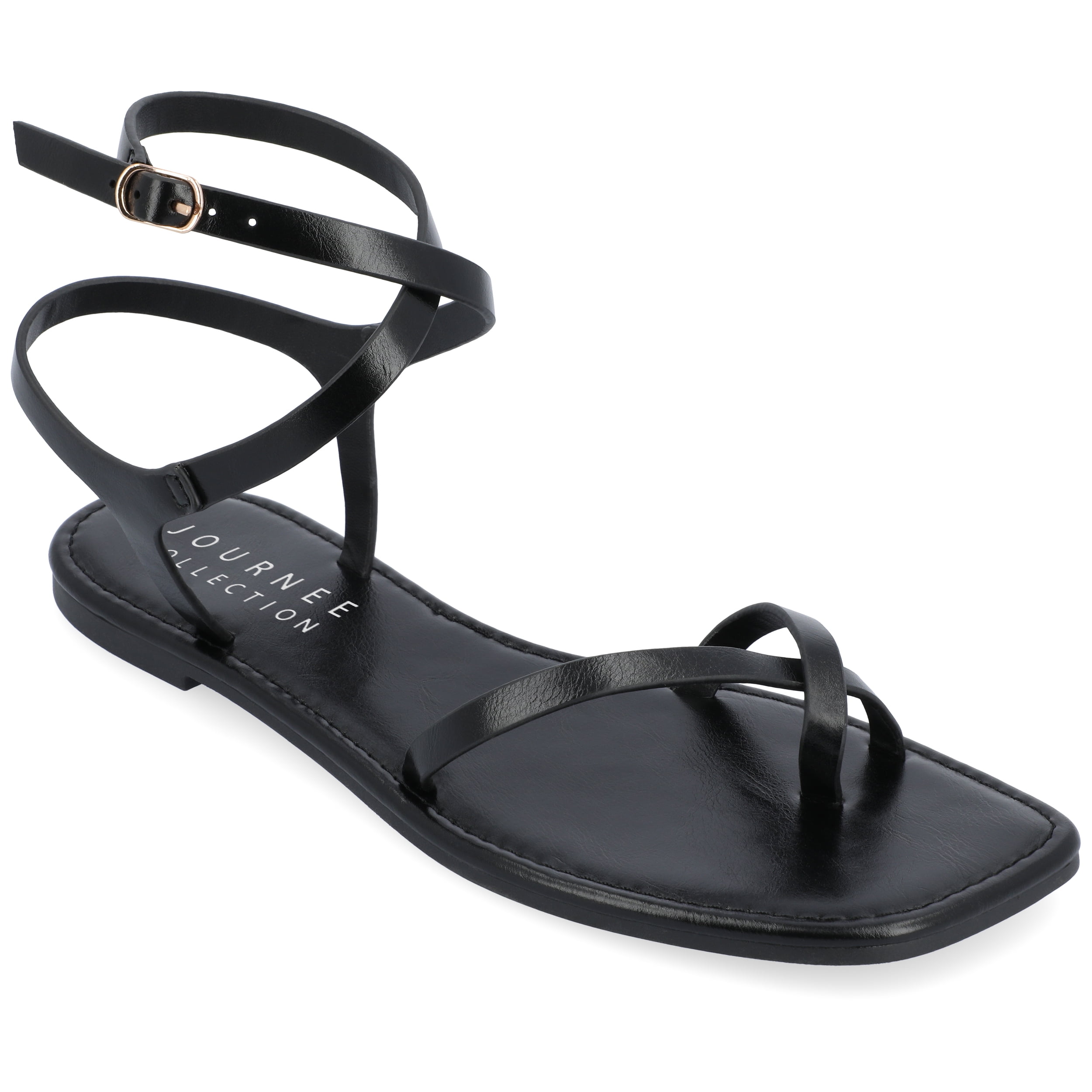 Journee Womens Charra Buckle Flat Sandals