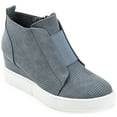 thumbnail image 1 of Journee Womens Clara Round Toe Inside Zip Wedge Sneakers, Widths Available, 1 of 10
