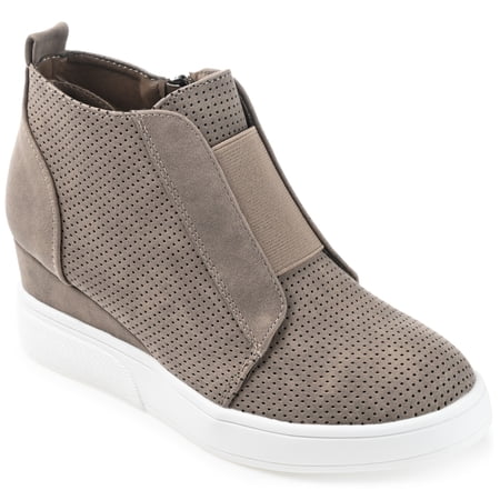 Journee Womens Clara Round Toe Inside Zip Wedge Sneakers, Widths Available