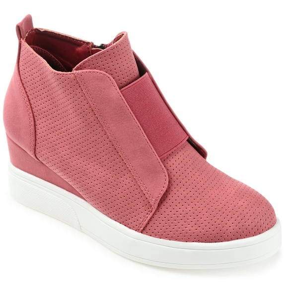 Journee Womens Clara Round Toe Inside Zip Wedge Sneakers, Widths Available
