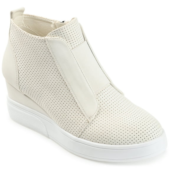 Journee Womens Clara Round Toe Inside Zip Wedge Sneakers, Widths Available