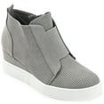 thumbnail image 1 of Journee Womens Clara Round Toe Inside Zip Wedge Sneakers, Widths Available, 1 of 10