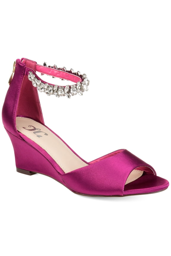 Womens Connor Back Heel Zip Gemstone Ankle Strap Wedge Sandals
