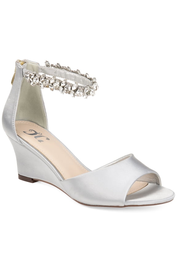 Womens Connor Back Heel Zip Gemstone Ankle Strap Wedge Sandals
