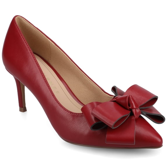 Journee Womens Crystol Slip On Low Stiletto Pointed Toe Evening Pumps, Widths Available