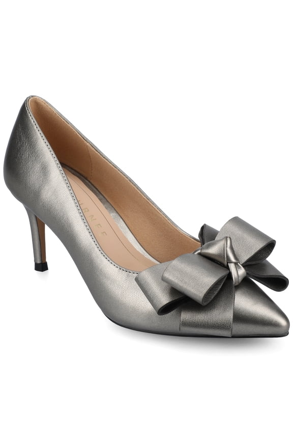 Womens Crystol Slip On Low Stiletto Pointed Toe Evening Pumps, Widths Available