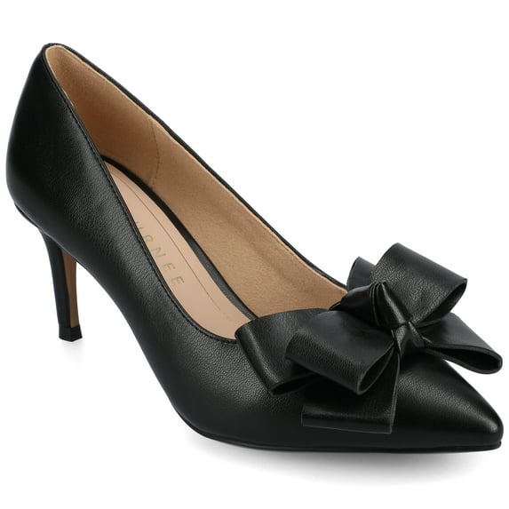 Journee Womens Crystol Slip On Low Stiletto Pointed Toe Evening Pumps, Widths Available