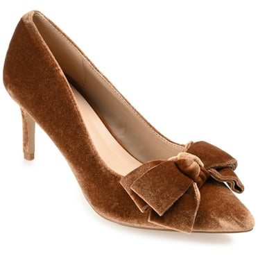 Journee Womens Crystol Slip On Low Stiletto Pointed Toe Evening Pumps, Widths Available