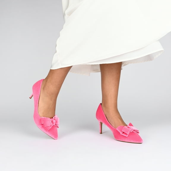 Journee Womens Crystol Slip On Low Stiletto Pointed Toe Evening Pumps, Widths Available