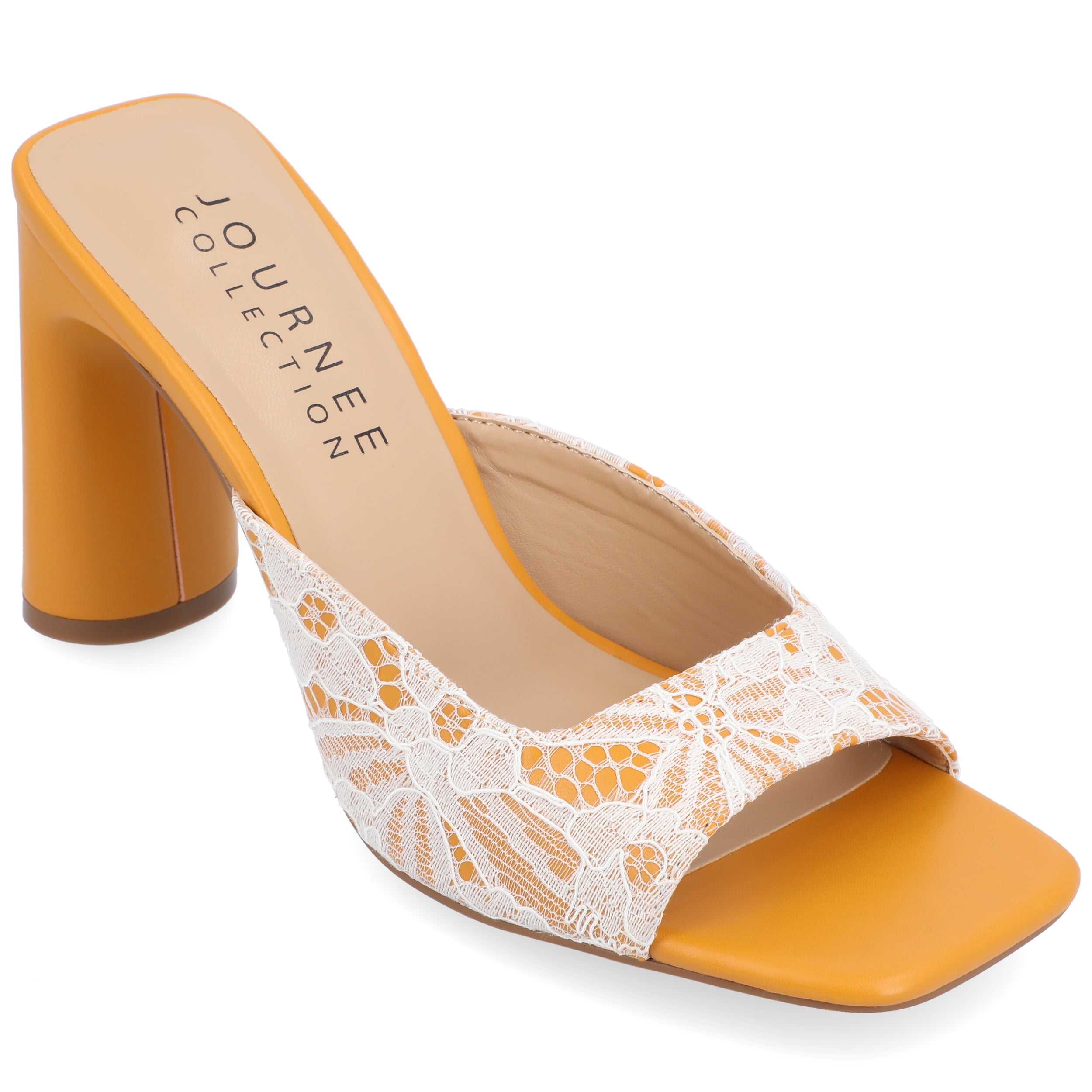 Journee Womens Daivia Covered Block Heel Slip On Sandals
