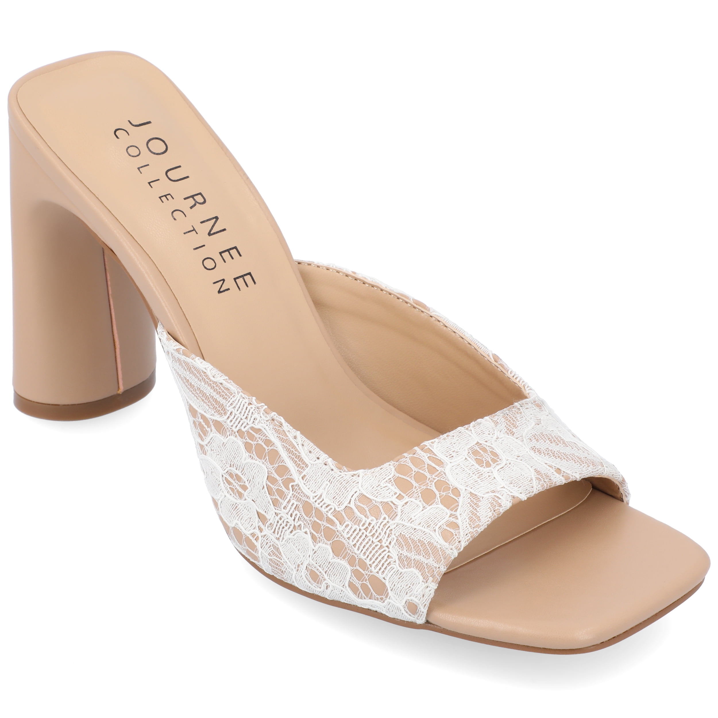 Journee Womens Daivia Covered Block Heel Slip On Sandals