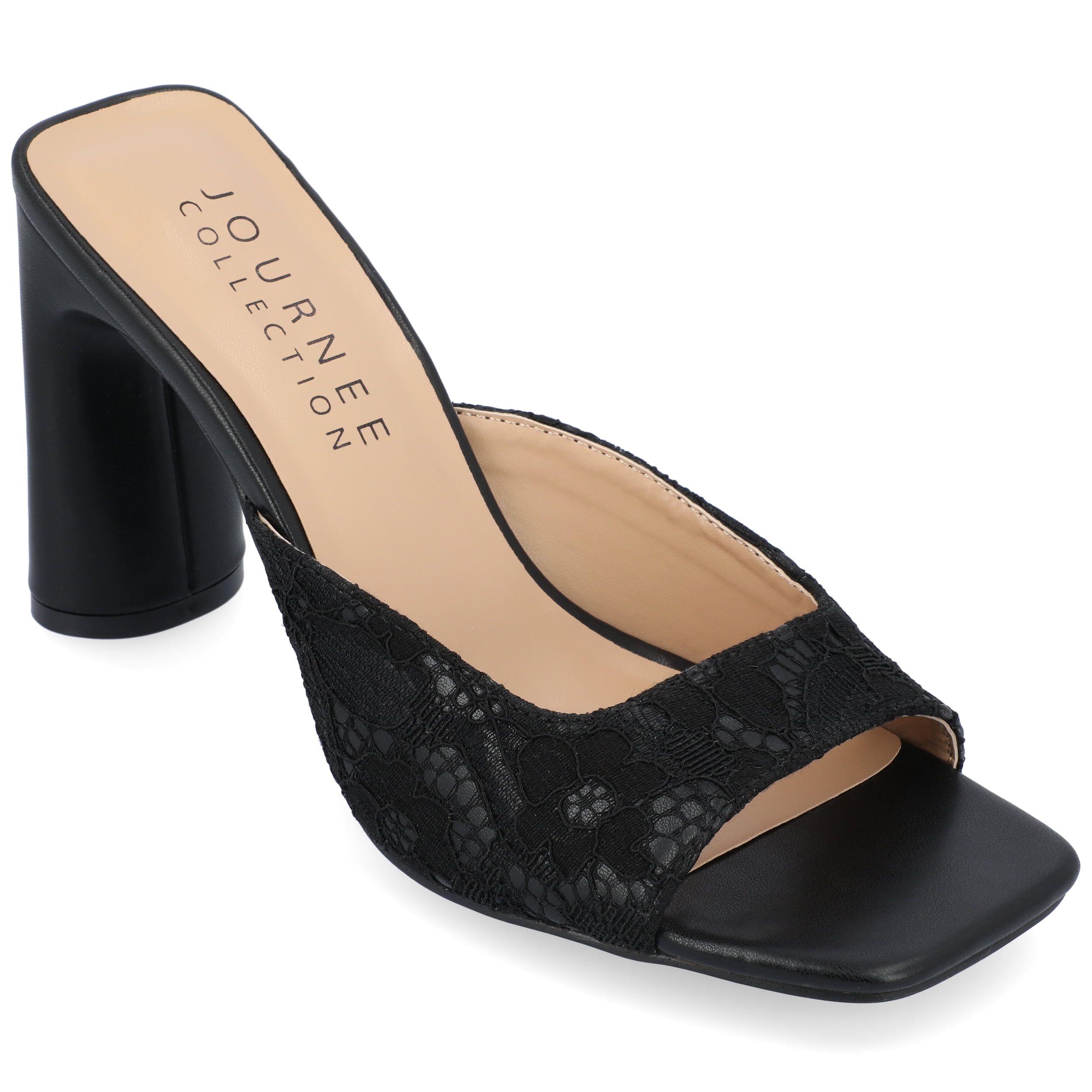Journee Womens Daivia Covered Block Heel Slip On Sandals