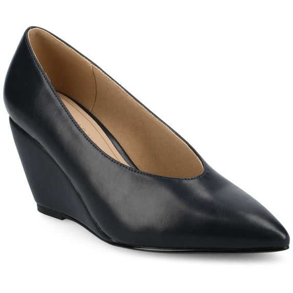 Journee Womens Danika Almond Toe Comfort Dress Wedges