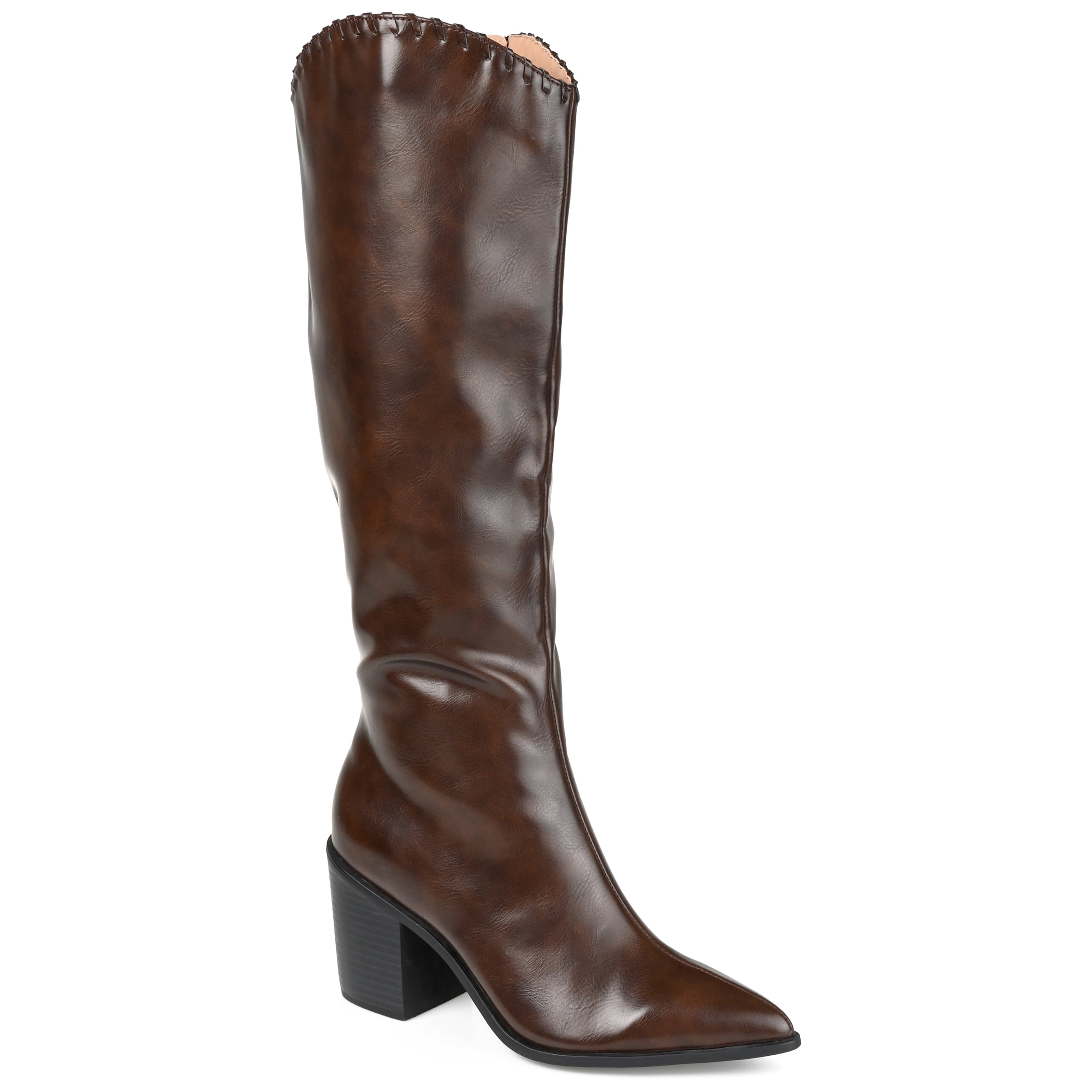 Journee Womens Daria Tru Comfort Foam Wide Width Wide Calf Stacked Heel Knee High Boots