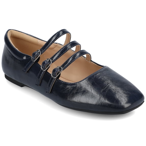 Journee Womens Darlin Multi Strap Square Toe Dress Flats, Widths Available