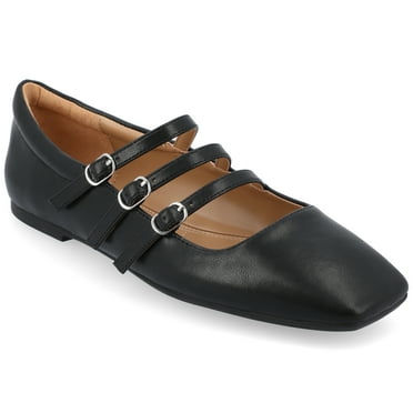 Journee Womens Darlin Multi Strap Square Toe Dress Flats, Widths Available