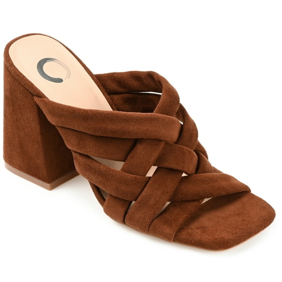 Journee Womens Dorisa Open Square Toe Block Heel Sandals