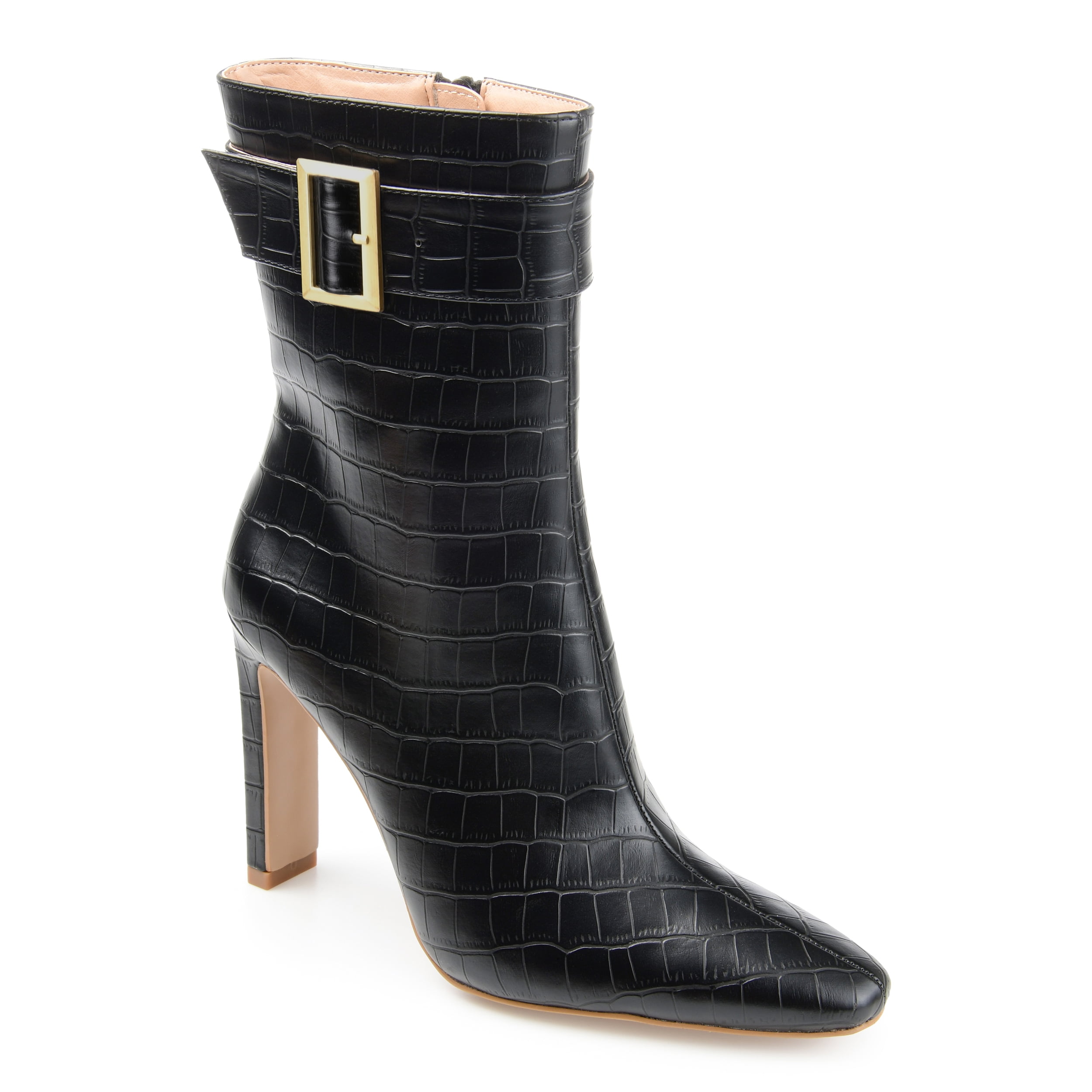 Journee Womens Elanie Inside Zip Block Heel Booties