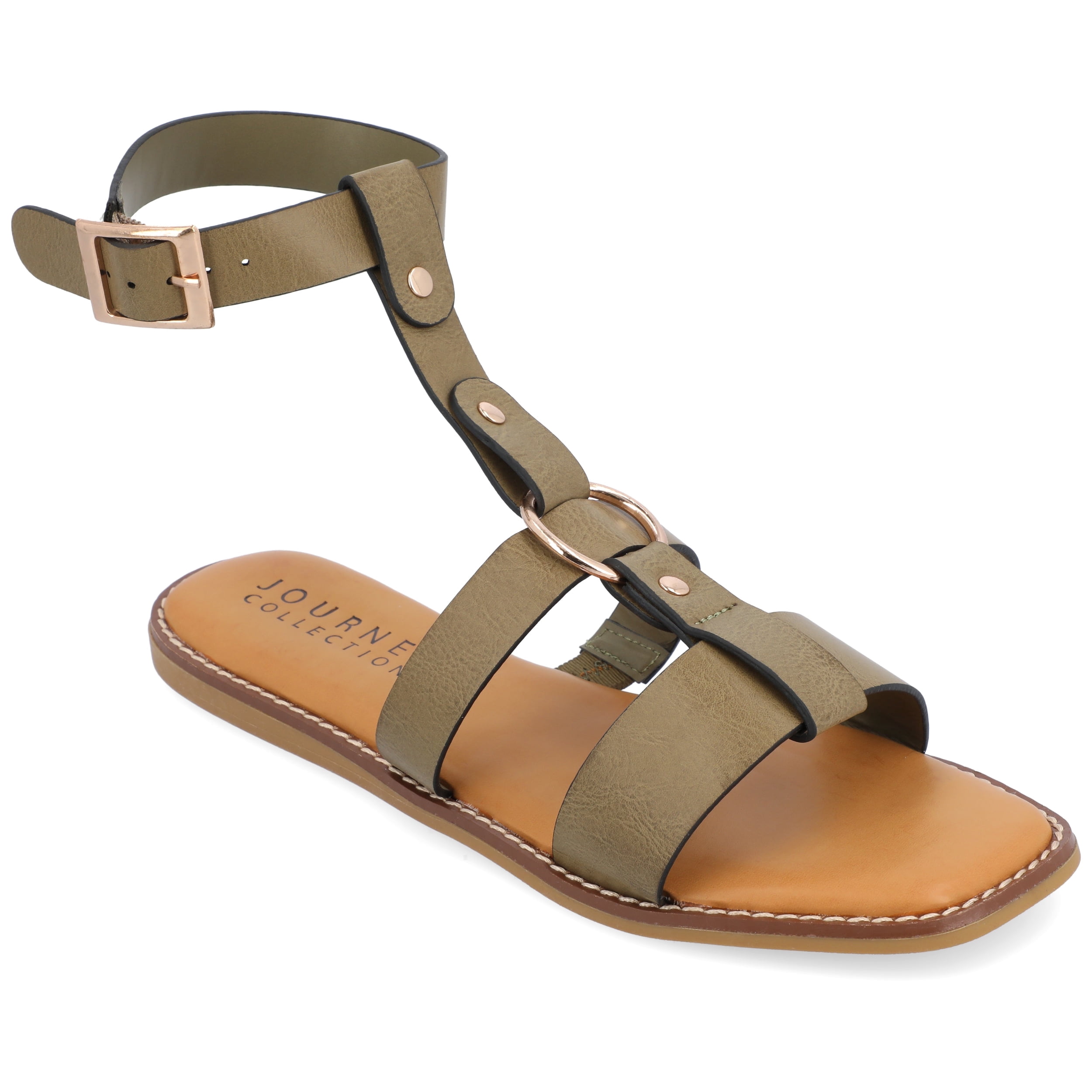 Journee Womens Eleanora Multi Strap Flat Sandals