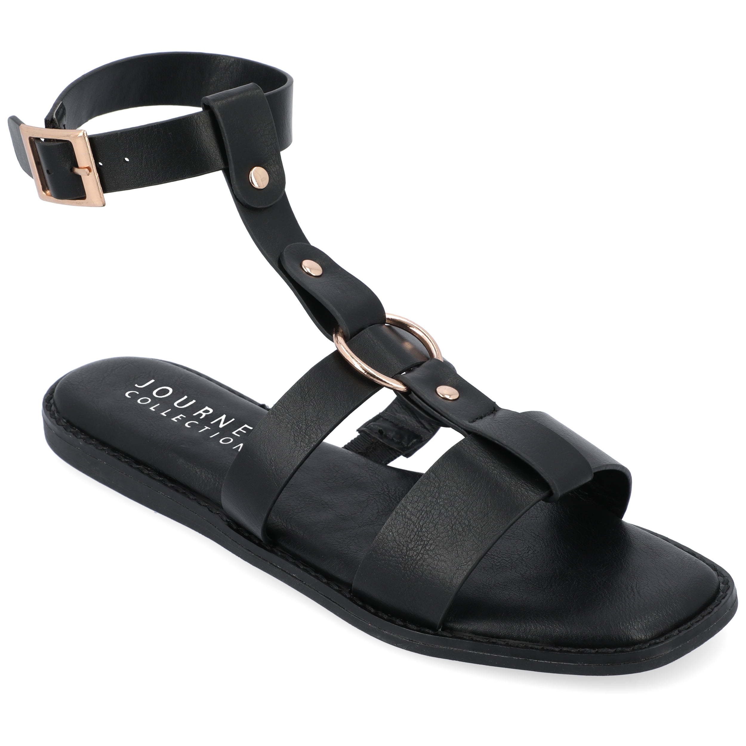 Journee Womens Eleanora Multi Strap Flat Sandals