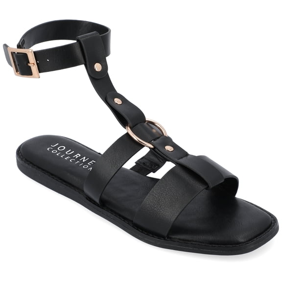 Journee Womens Eleanora Multi Strap Flat Sandals