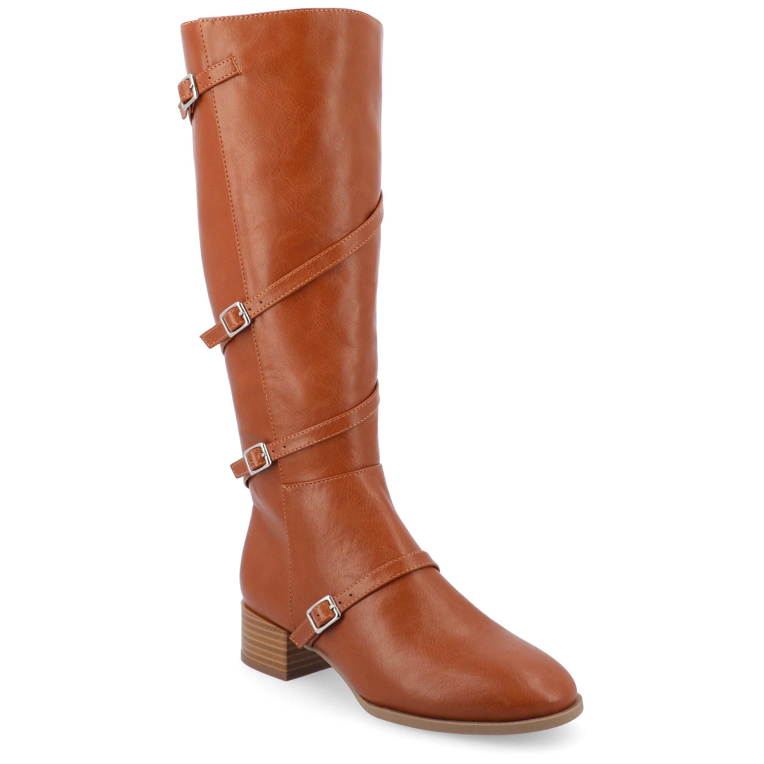 Journee Womens Elettra Stacked Block Heel Round Toe Boots