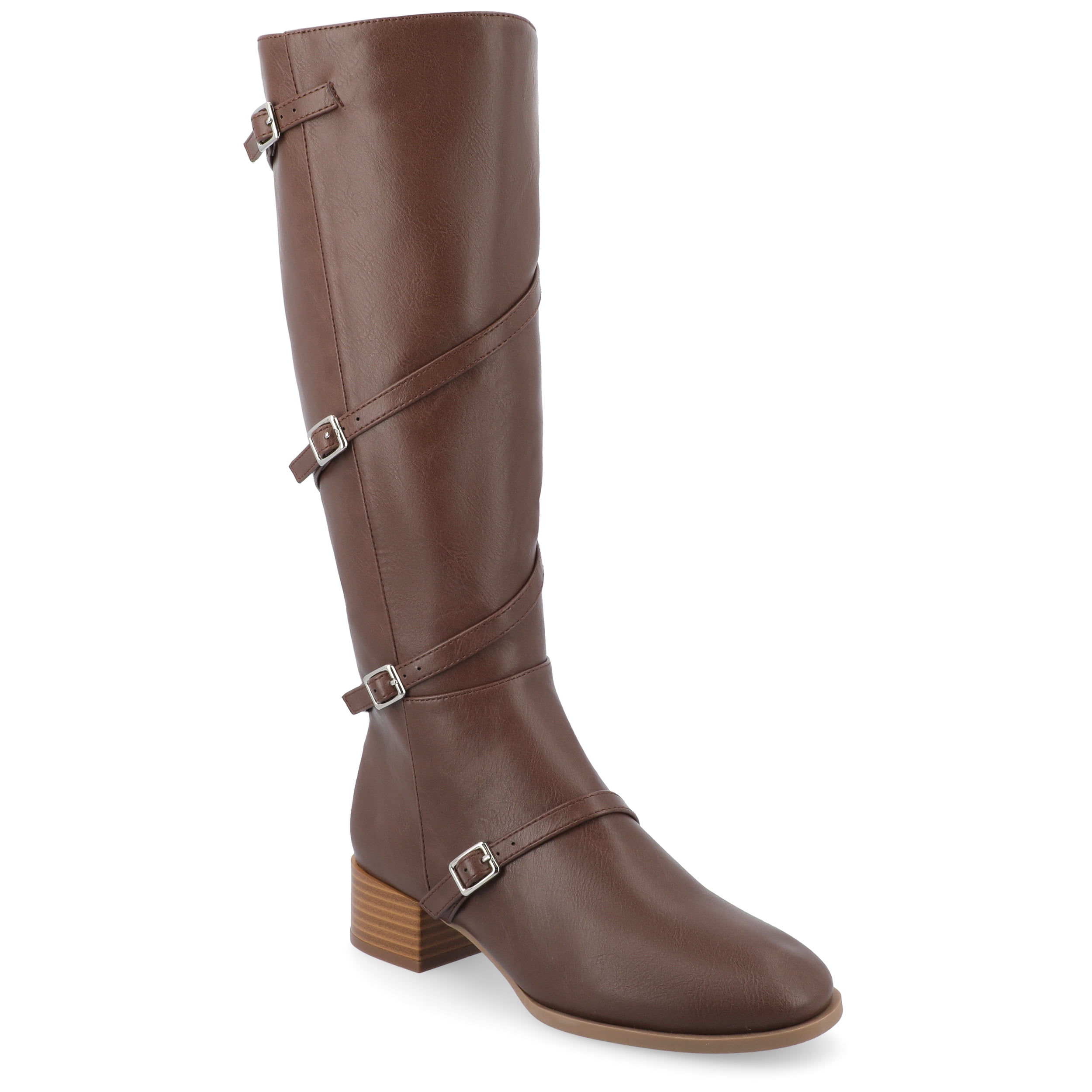 Journee Womens Elettra Stacked Block Heel Round Toe Boots
