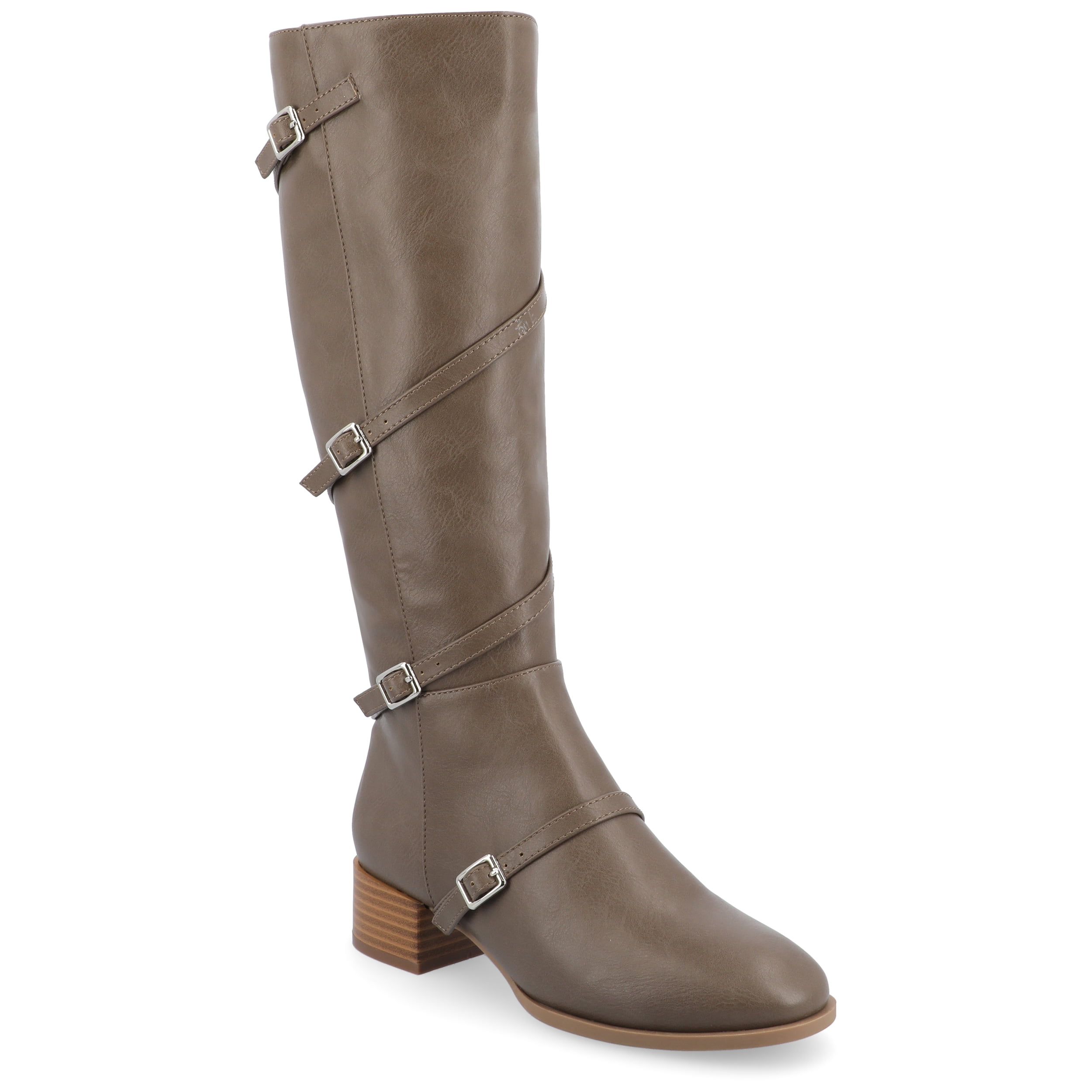 Journee Womens Elettra Stacked Block Heel Round Toe Boots
