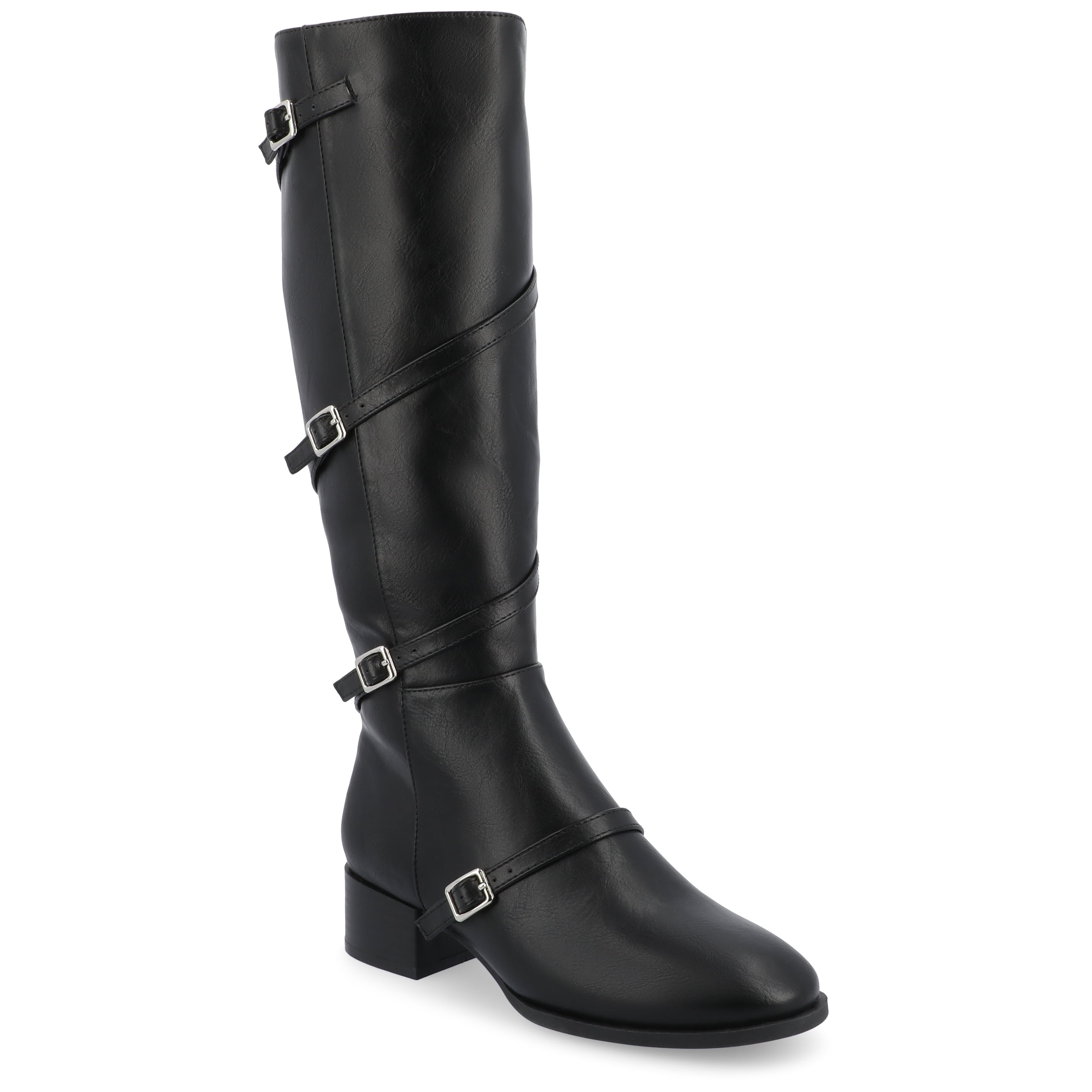 Journee Womens Elettra Stacked Block Heel Round Toe Boots