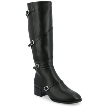 Journee Womens Elettra Stacked Block Heel Round Toe Boots