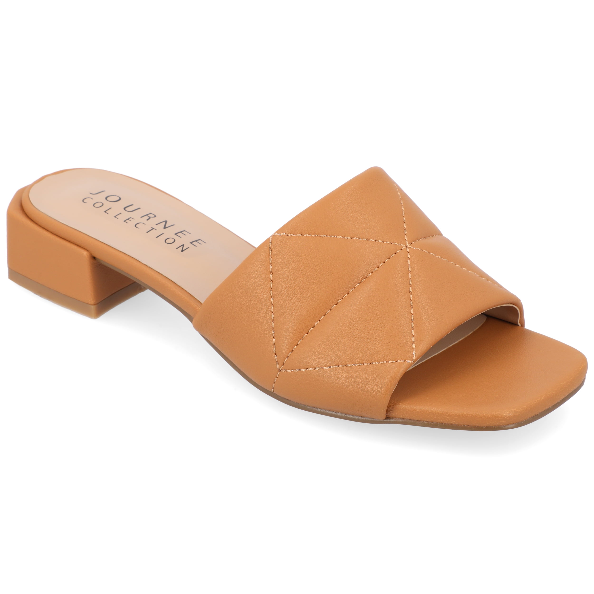 Journee Womens Elidia Slip On Block Flat Sandals