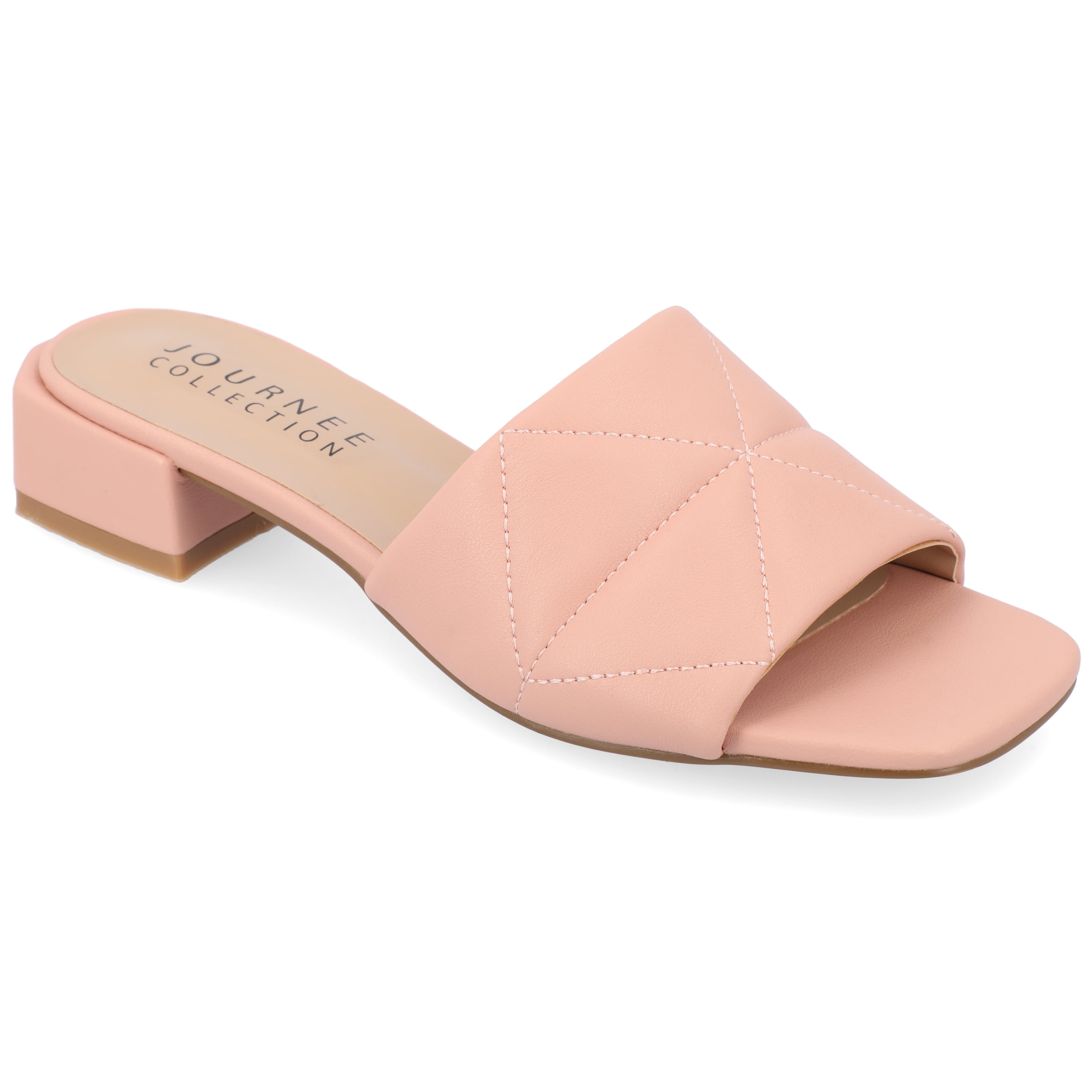 Journee Womens Elidia Slip On Block Flat Sandals