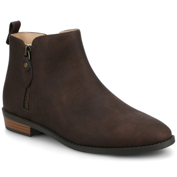 Journee Womens Ellis Inside Zip Stacked Heel Booties, Widths Available