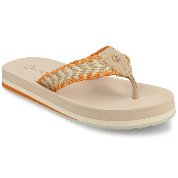 Journee Womens Eloddie Flip Flop Woven Strap Beach Sandals