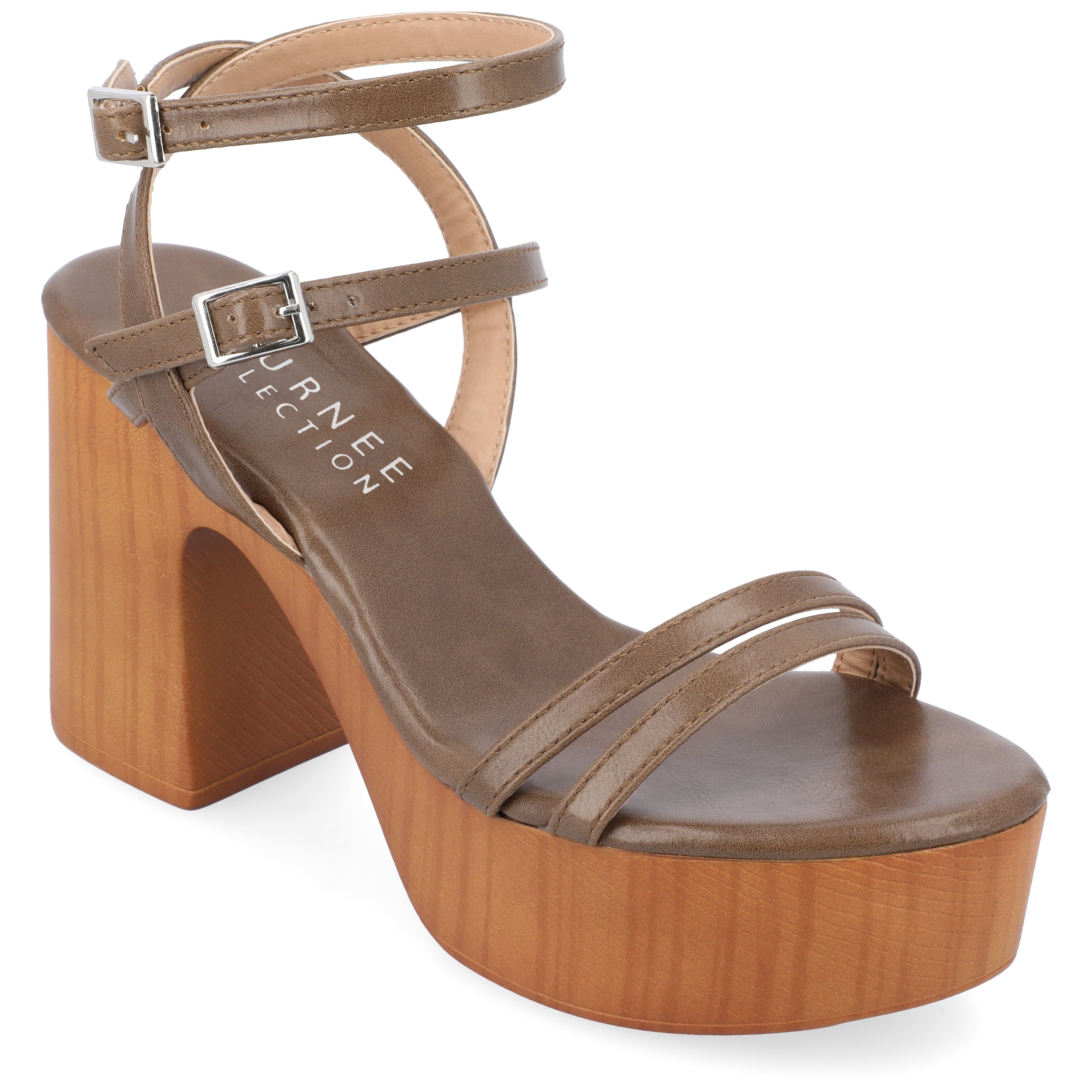 Journee Womens Emerynn Platform Clog Multi Strap Sandals