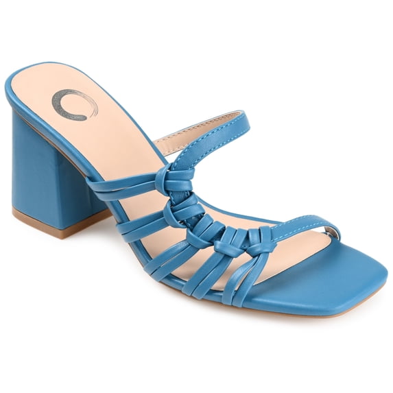 Journee Womens Emory Open Square Toe Block Heel Sandals