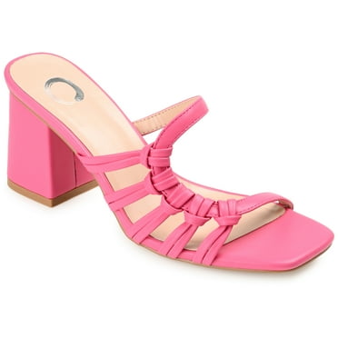 Journee Womens Emory Open Square Toe Block Heel Sandals