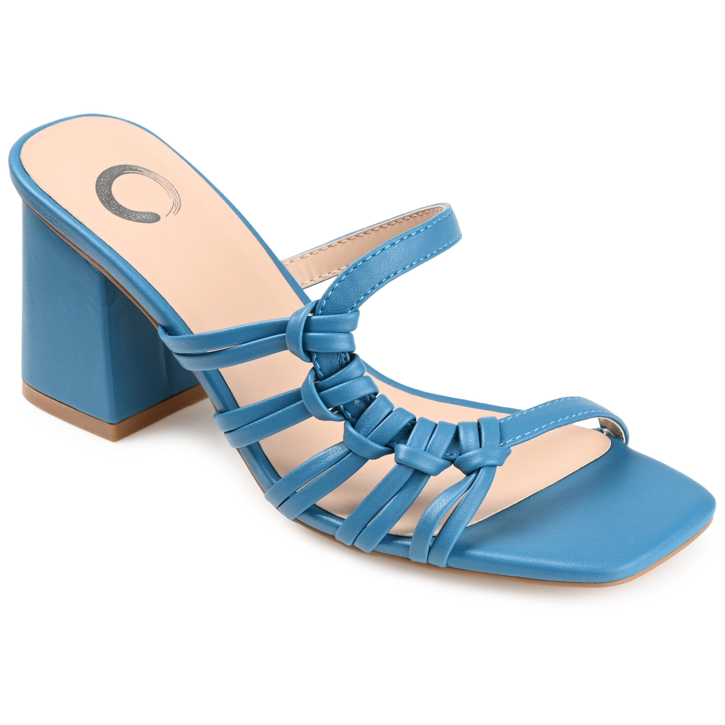 Journee Womens Emory Open Square Toe Block Heel Sandals