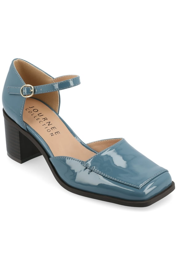 Womens Evangeline Square Toe Stacked Heel Pumps, Widths Available