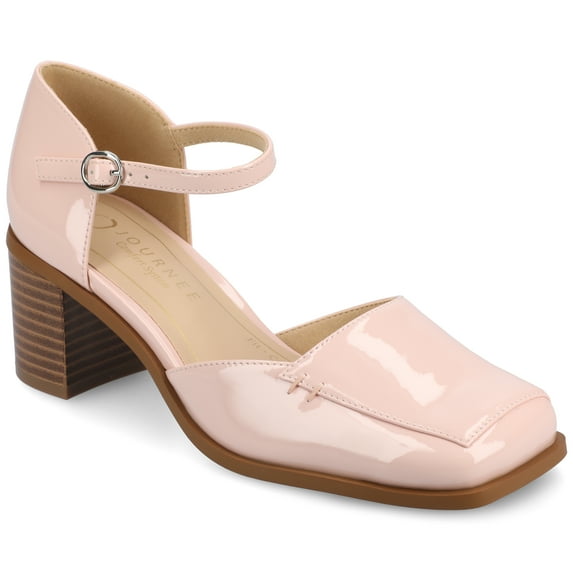 Journee Womens Evangeline Square Toe Stacked Heel Pumps, Widths Available