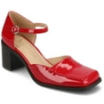thumbnail image 1 of Journee Womens Evangeline Square Toe Stacked Heel Pumps, Widths Available, 1 of 9