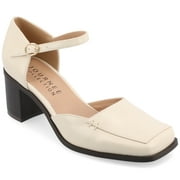Journee Womens Evangeline Square Toe Stacked Heel Pumps, Widths Available
