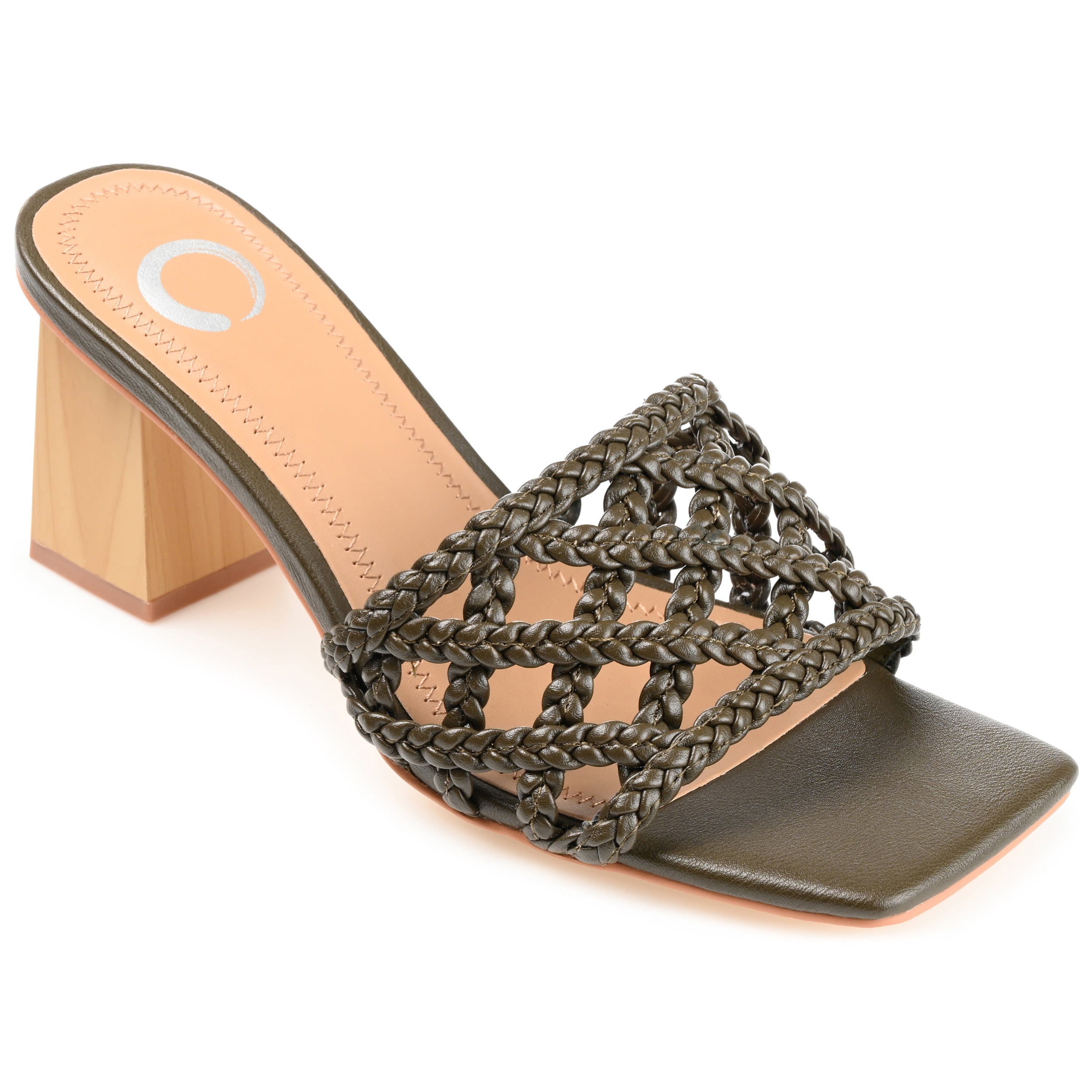Journee Womens Evvie Open Square Toe Block Heel Sandals