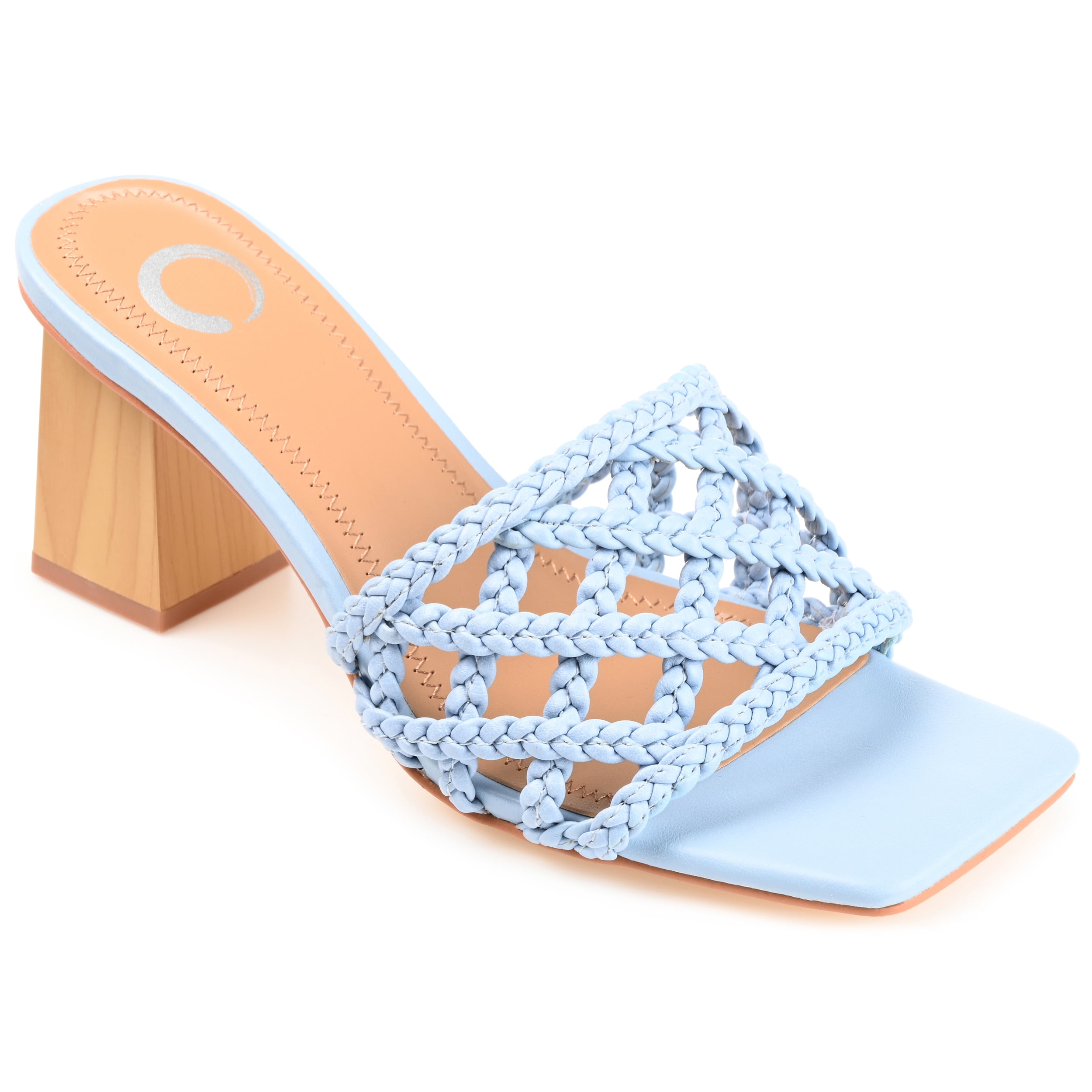 Journee Womens Evvie Open Square Toe Block Heel Sandals