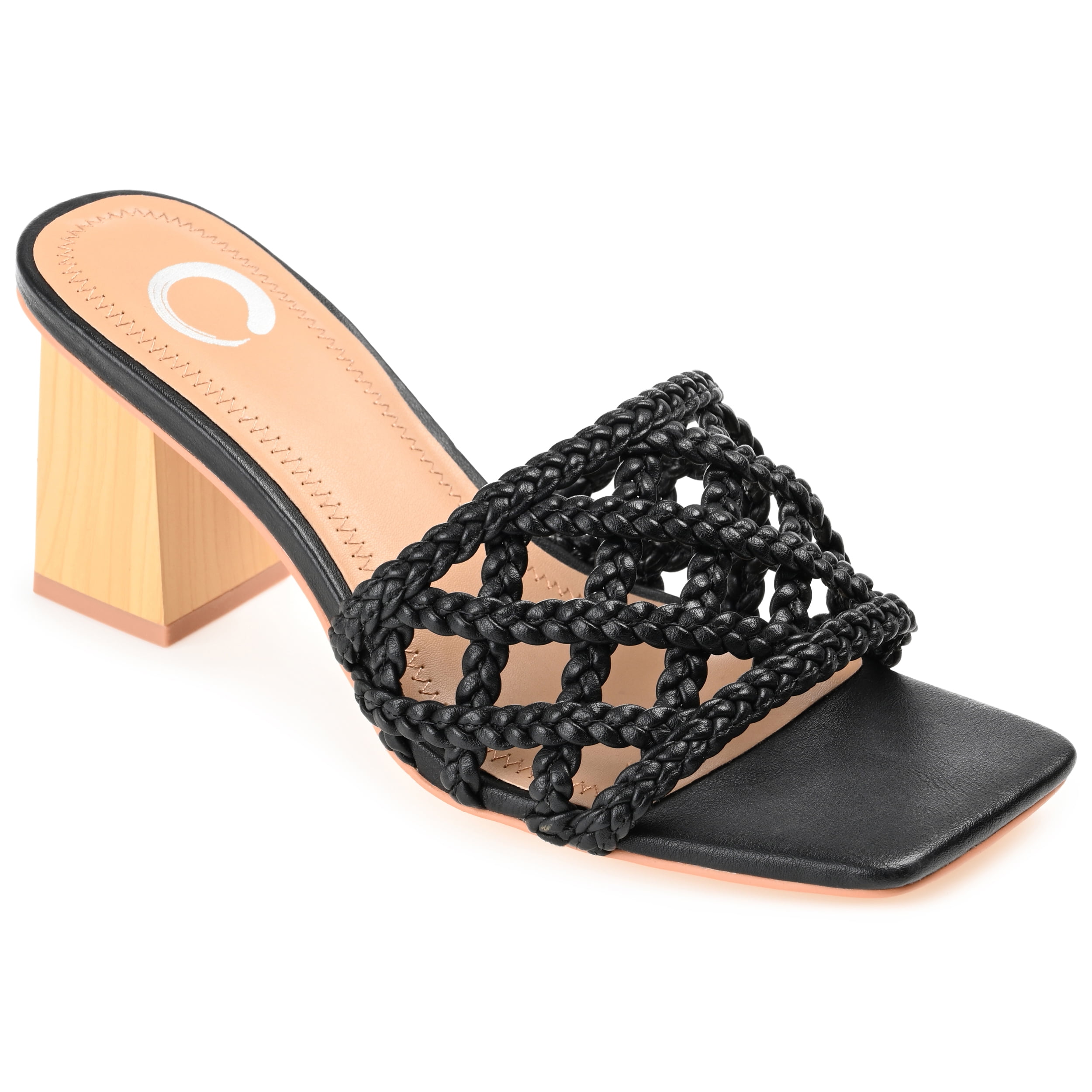 Journee Womens Evvie Open Square Toe Block Heel Sandals